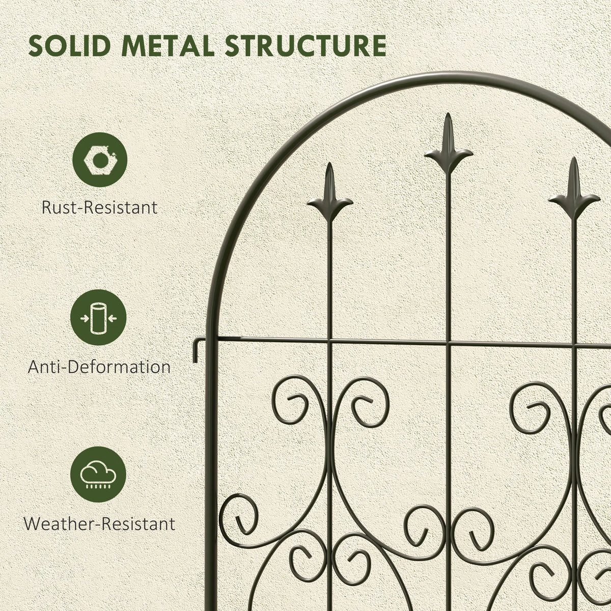 Metal Garden Trellis Set, Scrollwork Design, 150 x 50 cm, Black Plant Stands at Gallery Canada