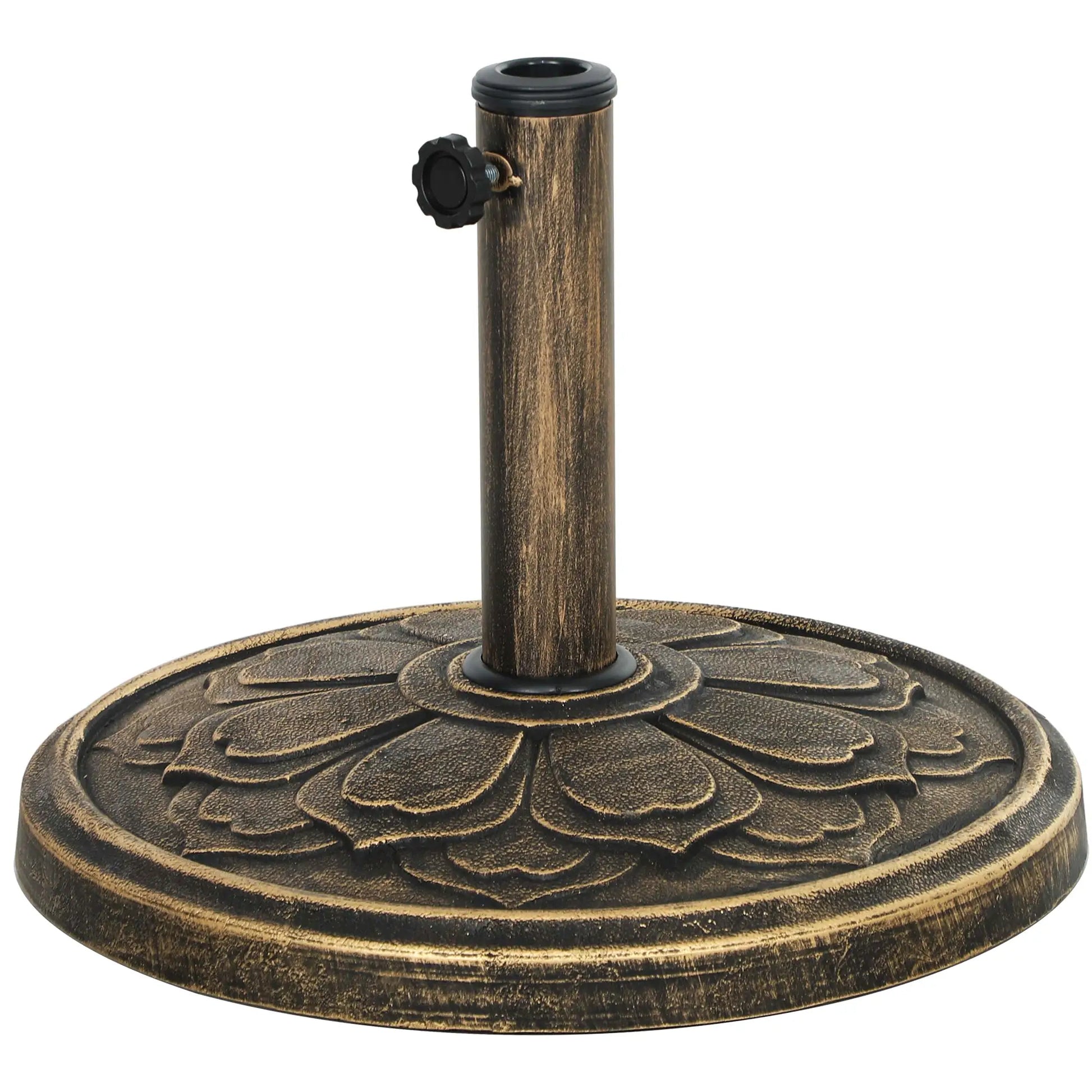 Round Patio Umbrella Base, 26 lbs Resin Stand, Fits 1.3"/1.5"/1.9" Poles, Bronze Umbrella Bases Bronze at Gallery Canada