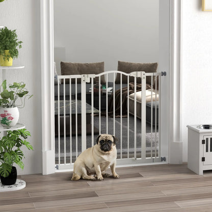 Extra Tall Dog Gate with Door, Pressure Fit, Auto Close, 29"-39", White Houses, Kennels & Pens at Gallery Canada