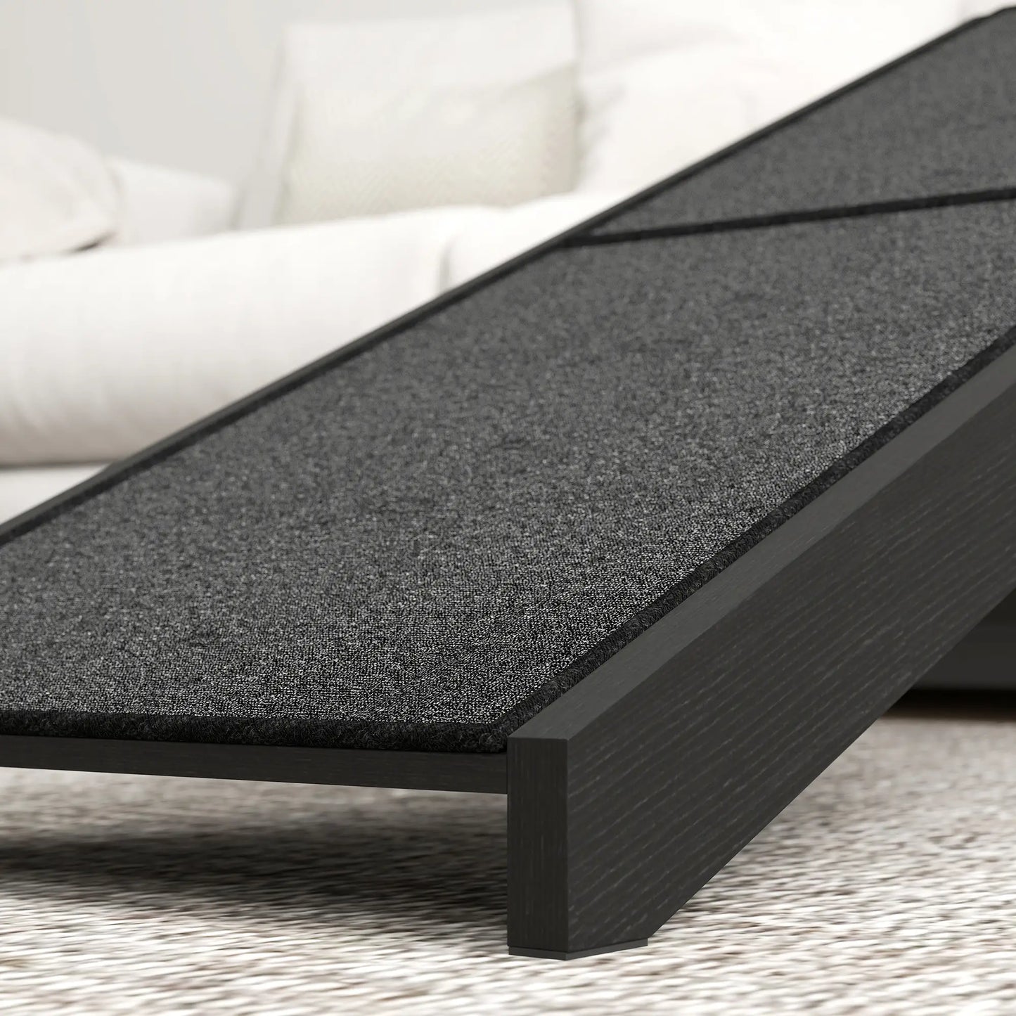 Pet Ramp Bed Steps, Non-Slip Carpet Top, Pine Wood, 59"L x 16"W x 20"H, Black Dog Stairs at Gallery Canada