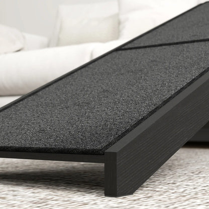 Pet Ramp Bed Steps, Non-Slip Carpet Top, Pine Wood, 59"L x 16"W x 20"H, Black Dog Stairs at Gallery Canada
