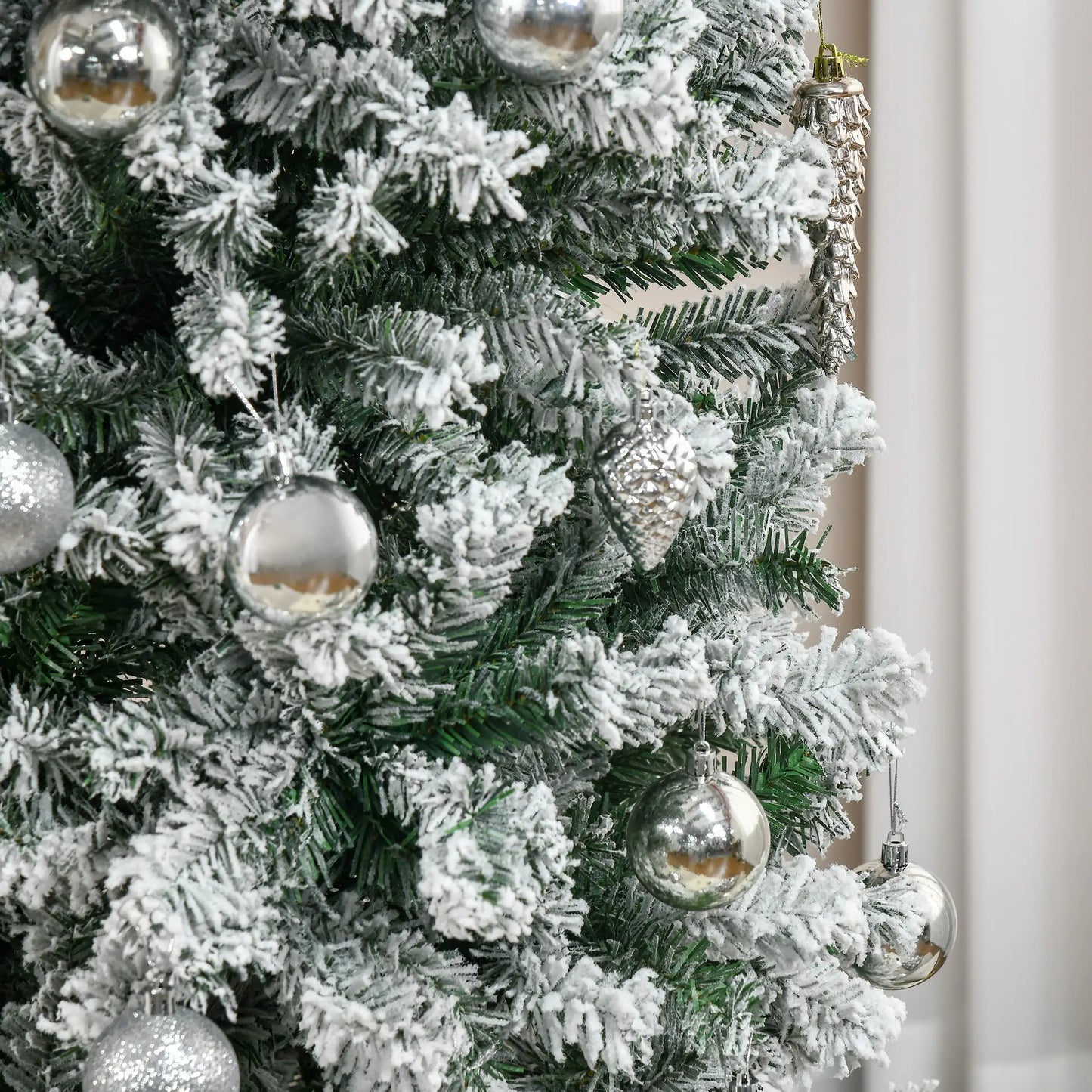 9ft Flocked Pencil Christmas Tree, Realistic Branch Tips, Green Pencil Christmas Trees at Gallery Canada