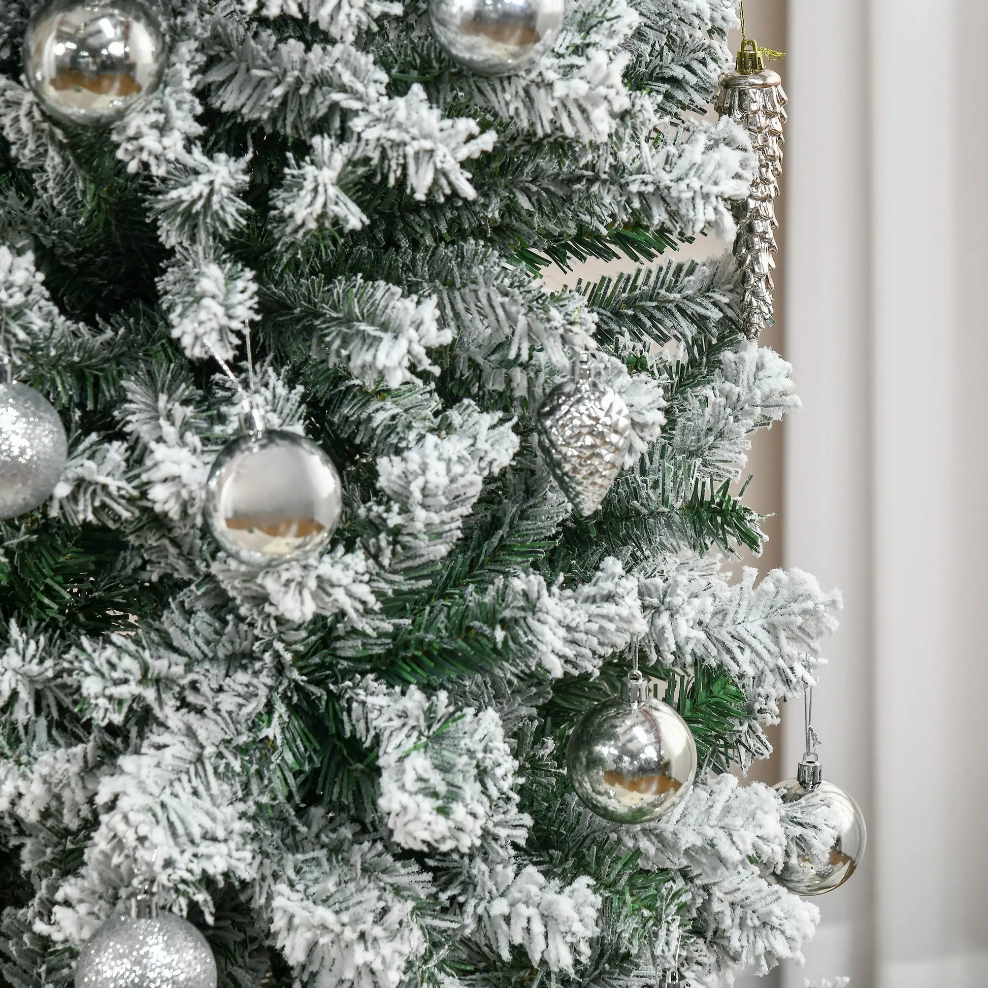 9ft Flocked Pencil Christmas Tree, Realistic Branch Tips, Green Pencil Christmas Trees at Gallery Canada