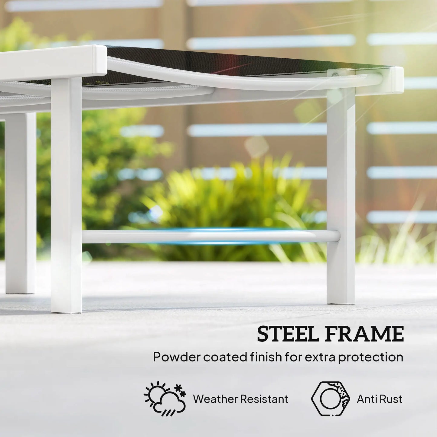 5-Position Reclining Outdoor Chaise Lounge, Mesh Seat, Black Lounger Chairs at Gallery Canada