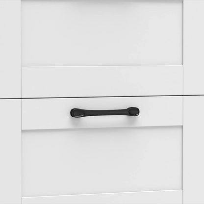 48" Farmhouse Sideboard Buffet Cabinet, 3 Drawers, Charging Station, White