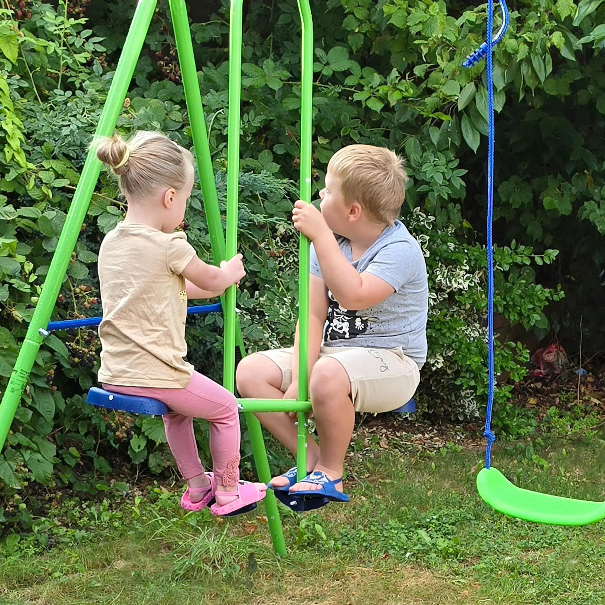 3 in 1 Metal Swing Set, Double Swings, Glider, Green Gym Sets & Swings at Gallery Canada