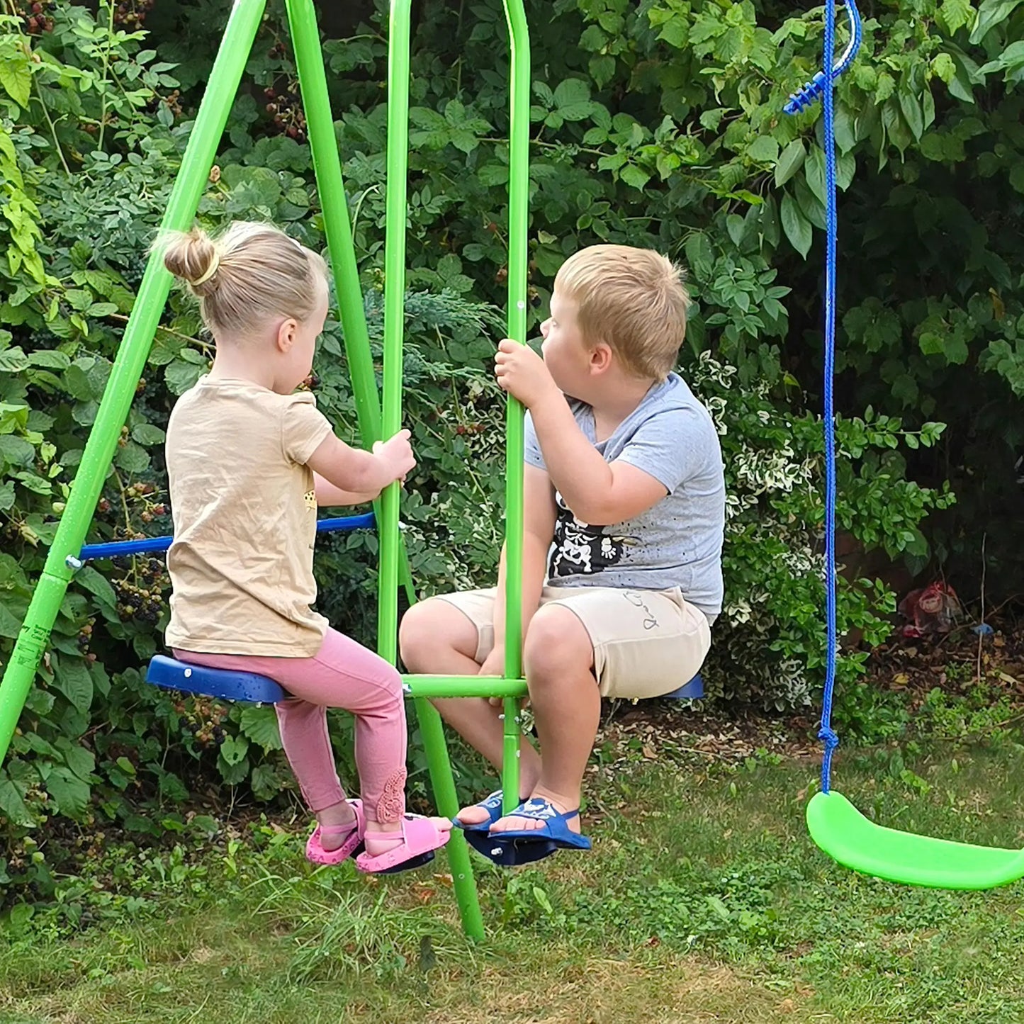 3 in 1 Metal Swing Set, Double Swings, Glider, Green Gym Sets & Swings at Gallery Canada