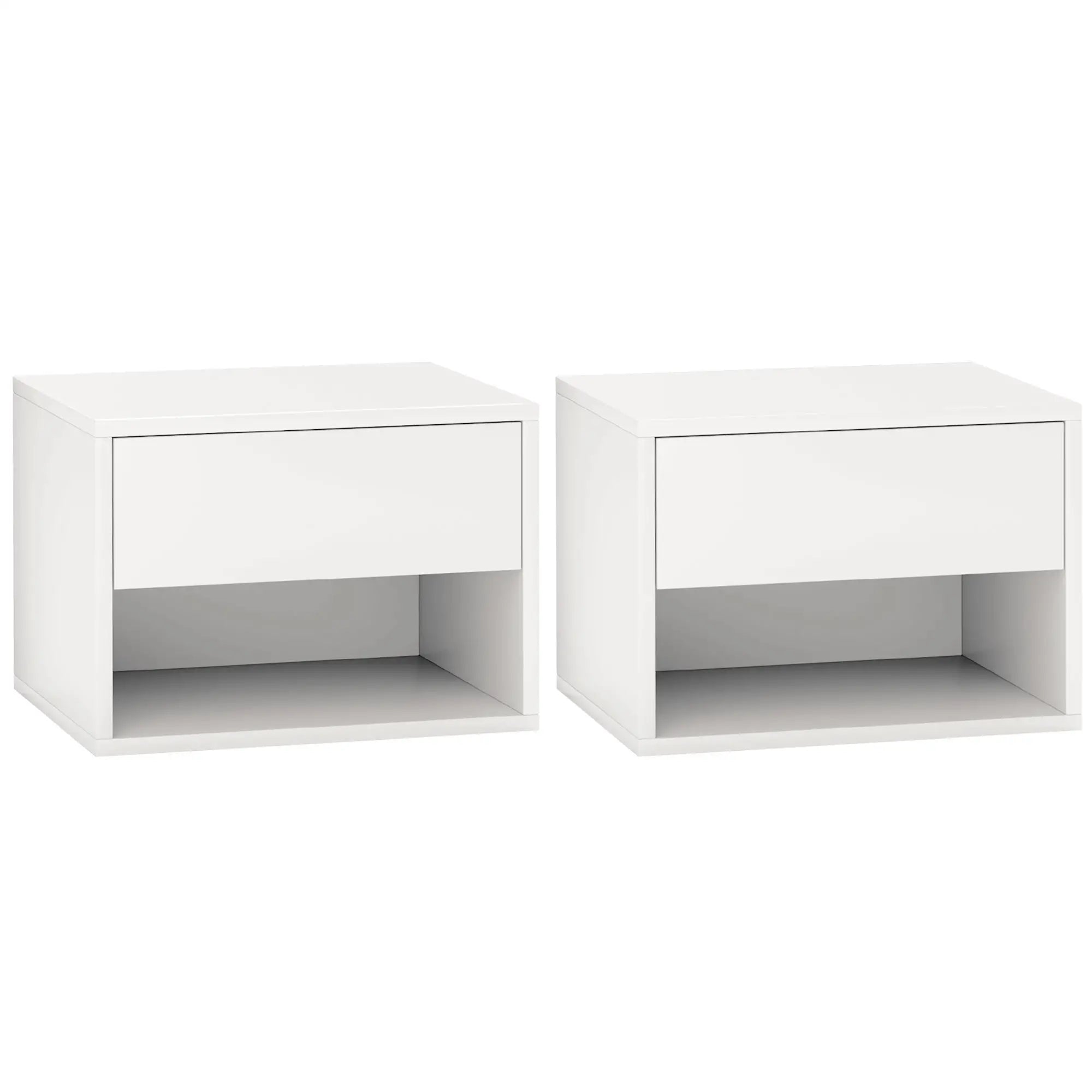Floating Nightstand Set of 2, Wall Mounted Bedside Table, White Bedside Tables at Gallery Canada