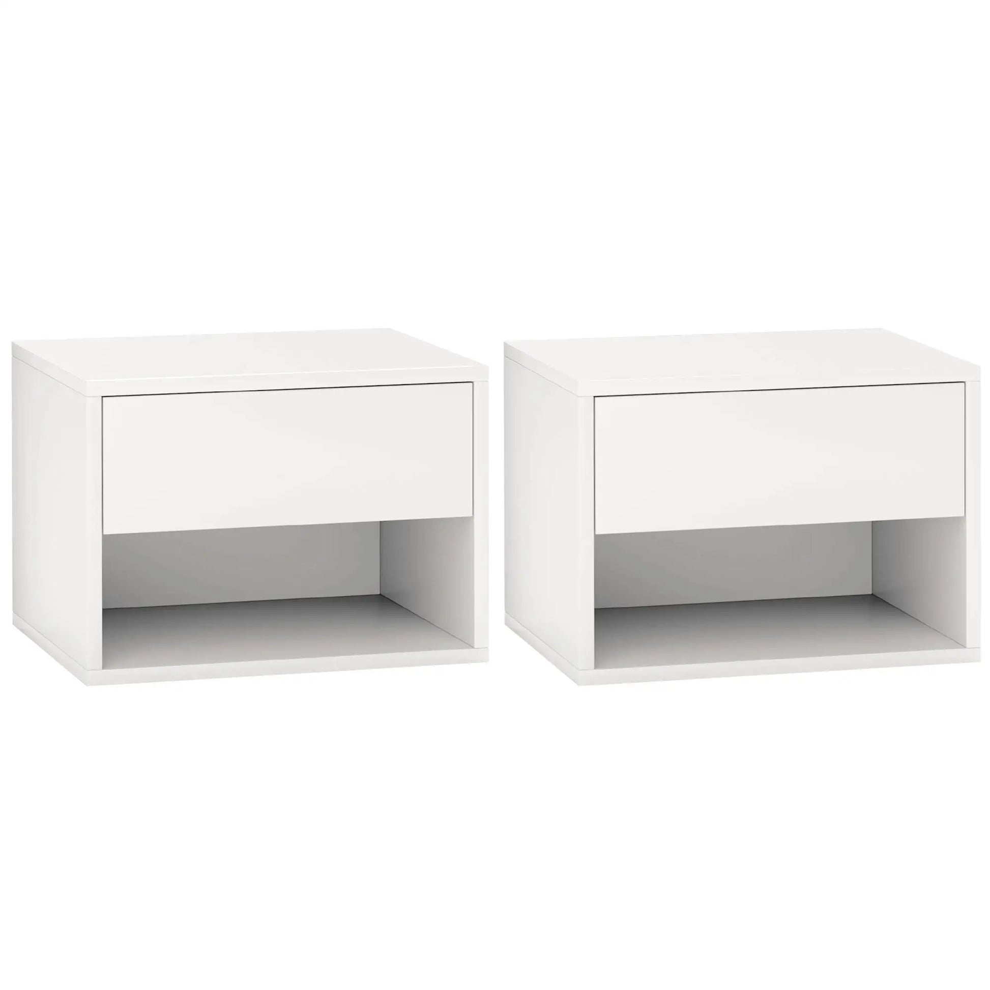 Floating Nightstand Set of 2, Wall Mounted Bedside Table, White Bedside Tables at Gallery Canada