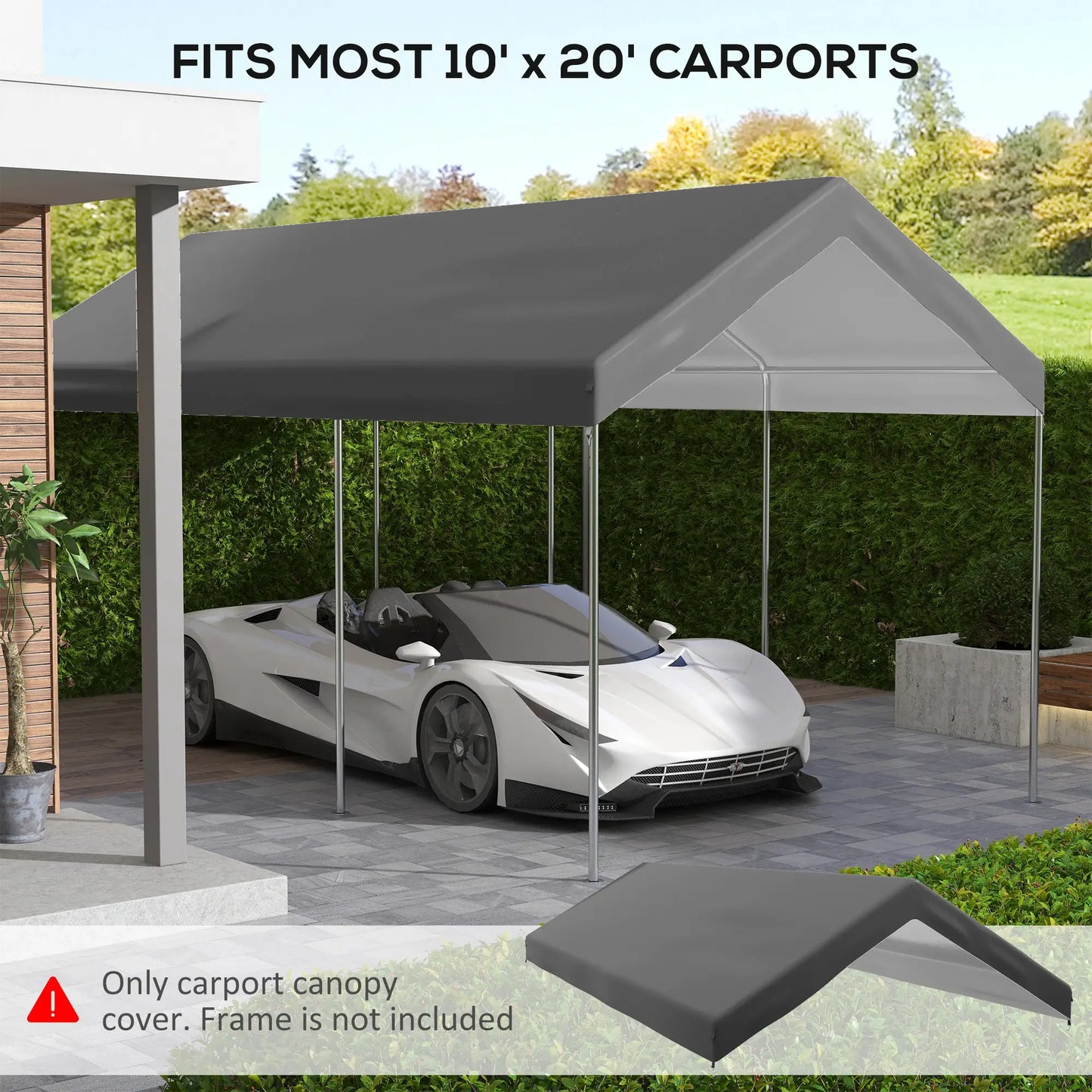 10 x 20ft Carport Canopy, UV Resistant, Dark Grey Gazebo Canopy Replacement at Gallery Canada