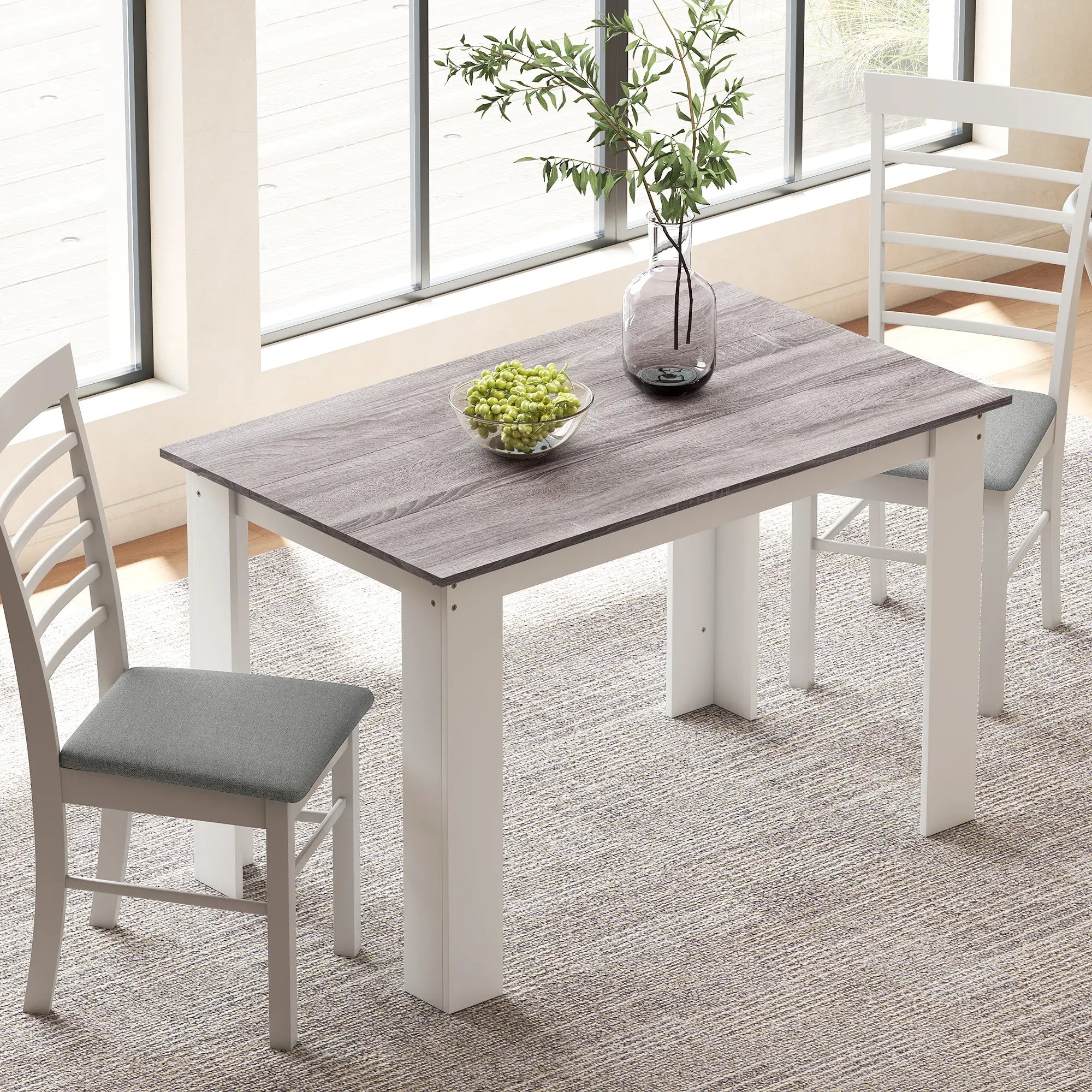 Kitchen Table for 4-6, Wood Effect Dining Table, Grey Dining Tables at Gallery Canada