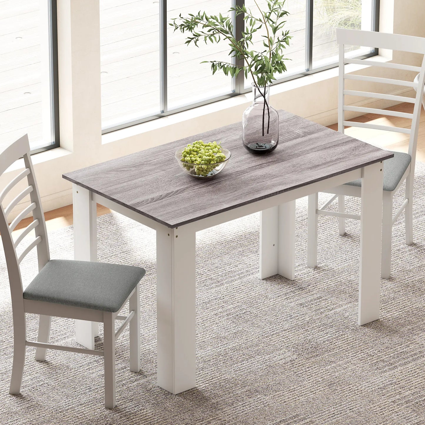 Kitchen Table for 4-6, Wood Effect Dining Table, Grey Dining Tables at Gallery Canada