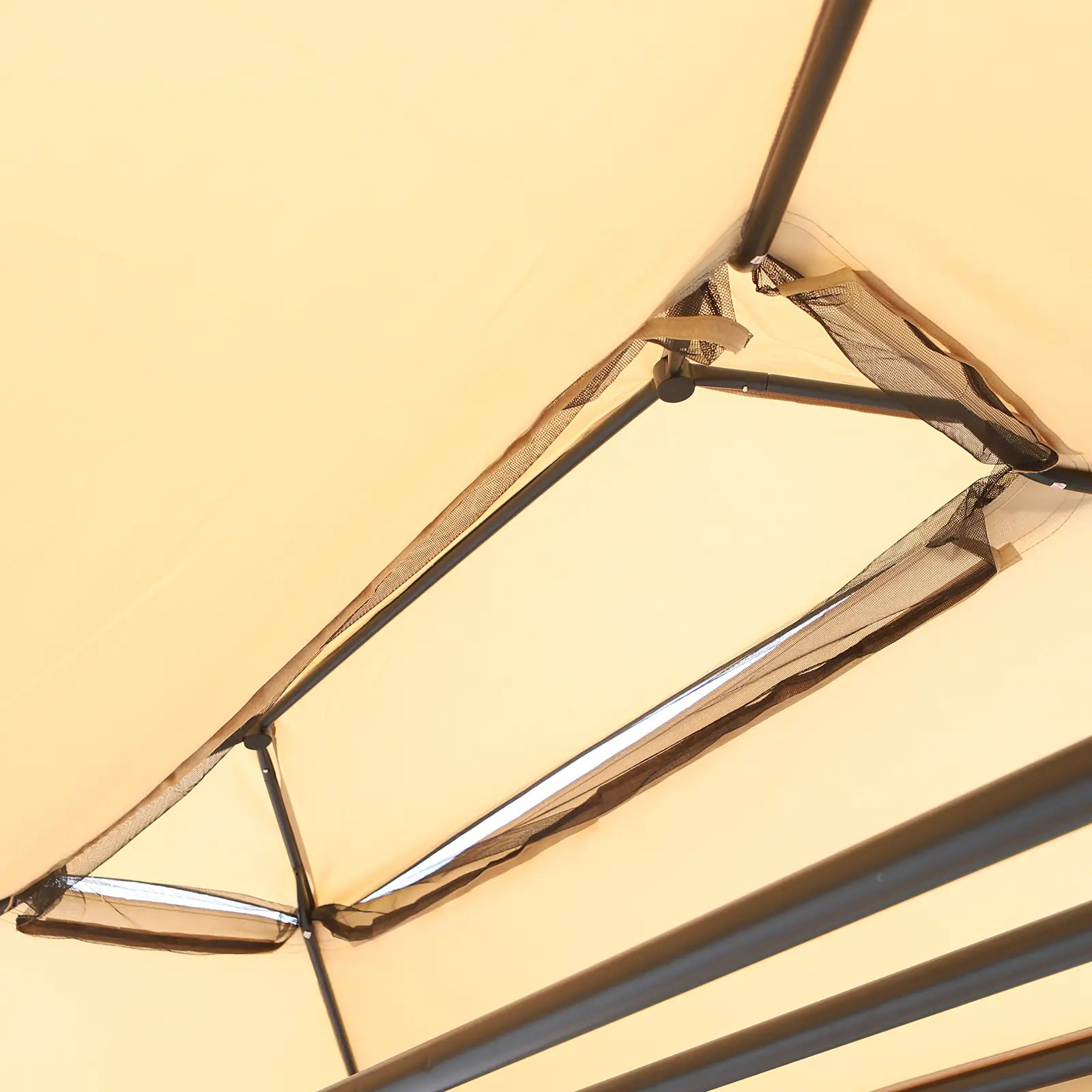 3 Person Outdoor Daybed, Canopy Gazebo Swing Chair, Mesh Mosquito Net, Sun Shade, Beige Porch Swings with Canopy at Gallery Canada