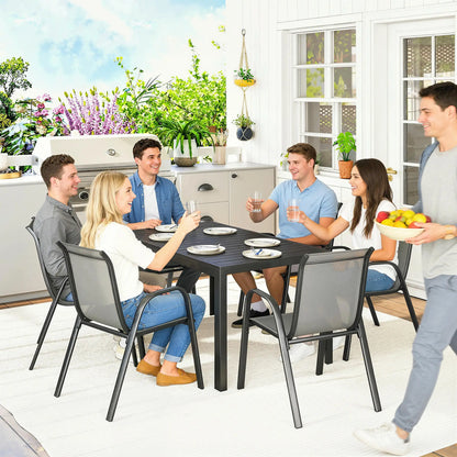 7-Piece Outdoor Dining Set, Rectangular Table, Stackable Chairs, Light Grey Outdoor Dining Sets at Gallery Canada