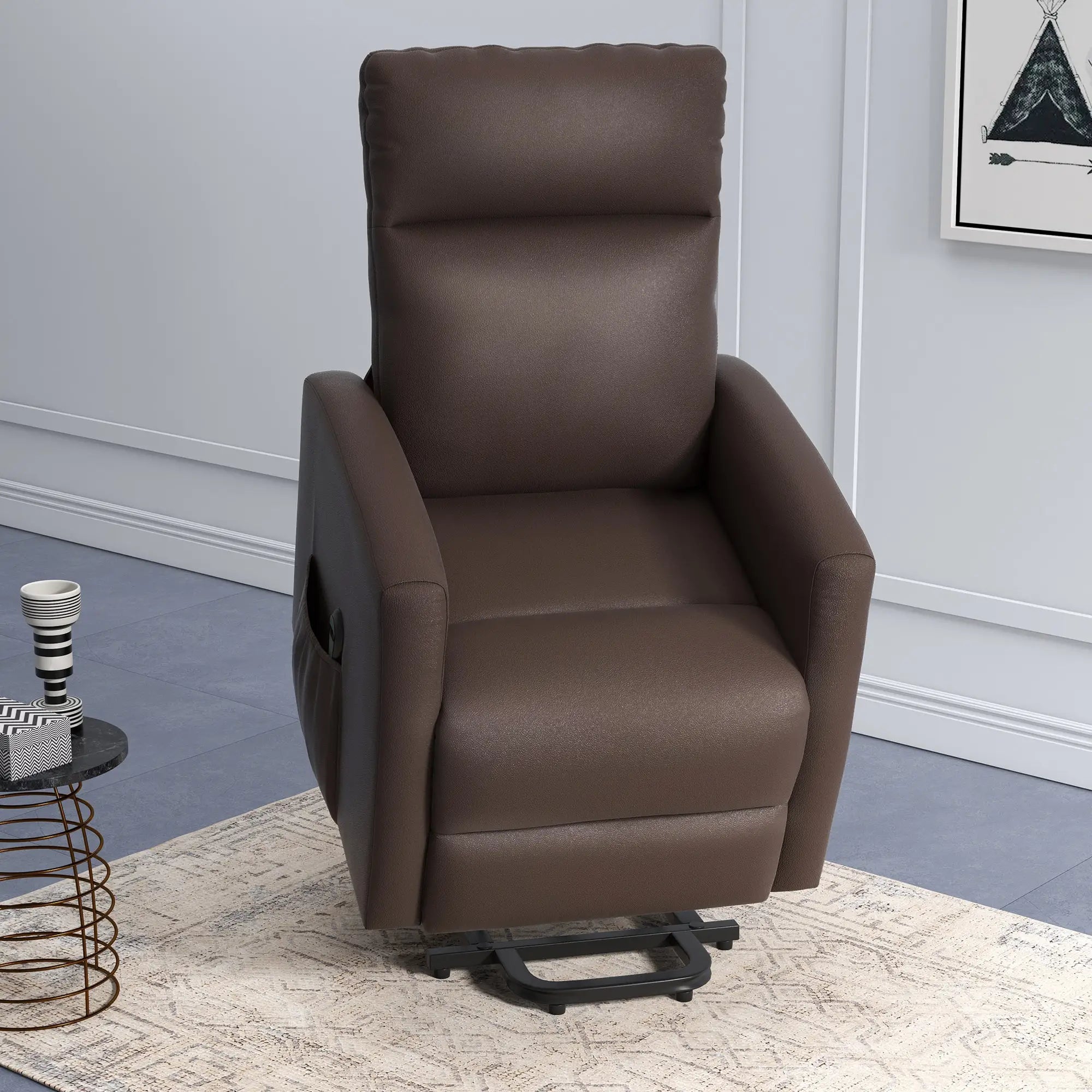 Power Lift Recliner Chair, Remote Control, Side Pocket, Brown Electric Power Lift Chairs at Gallery Canada