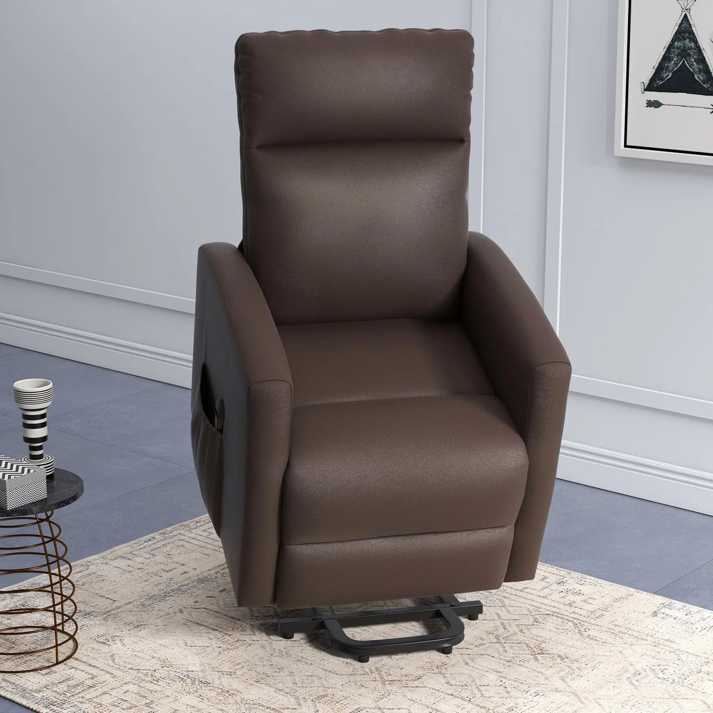 Power Lift Recliner Chair, Remote Control, Side Pocket, Brown Electric Power Lift Chairs at Gallery Canada