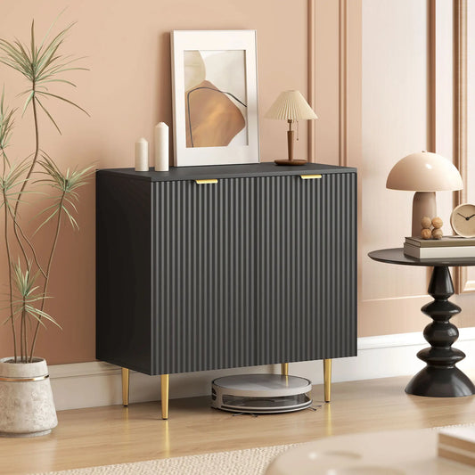 Modern Kitchen Storage Cabinet, Adjustable Shelves, Metal Legs, Black Bar Cabinets Black at Gallery Canada