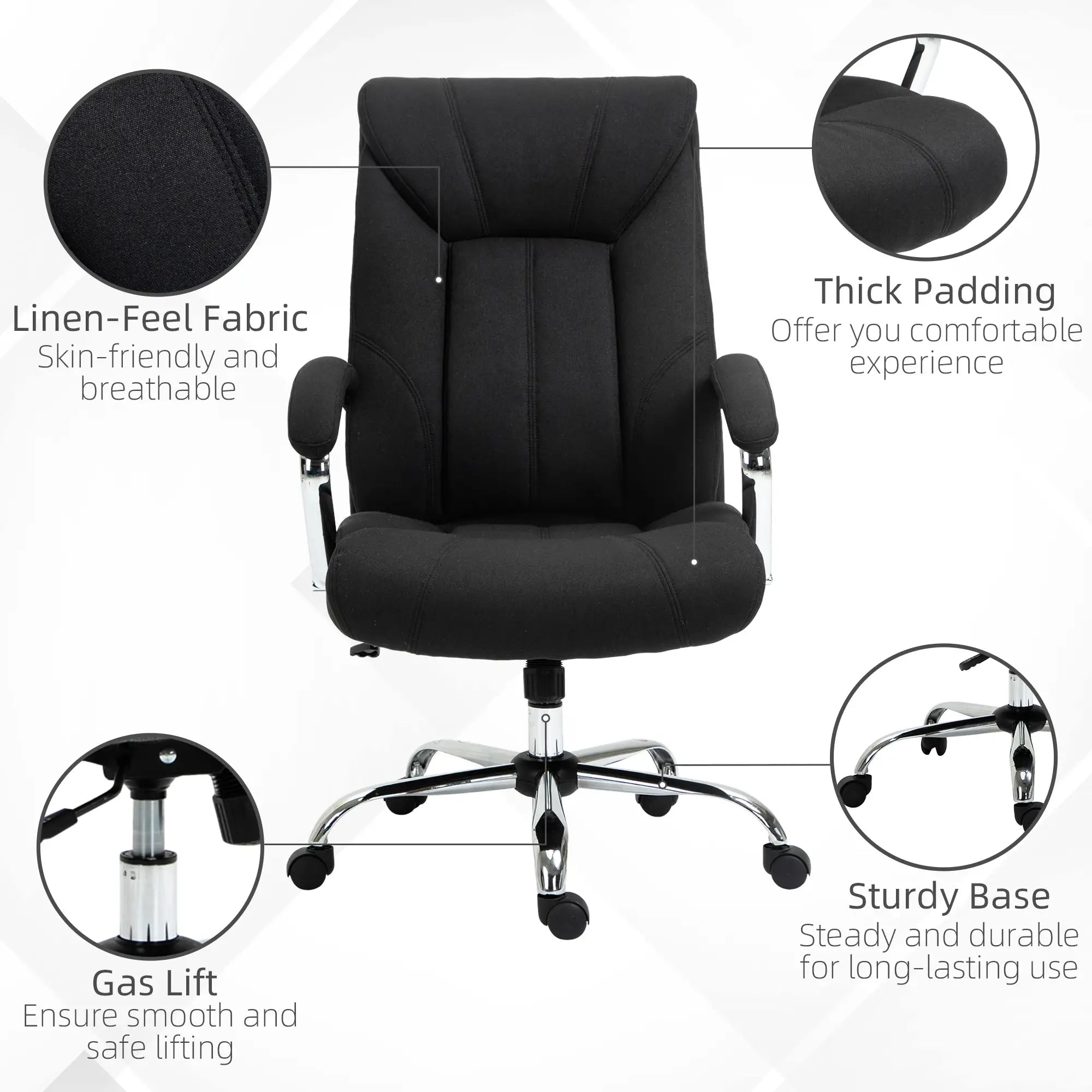 Ergonomic High Back Swivel Office Chair, Adjustable Height, Black Executive & Manager Chairs at Gallery Canada