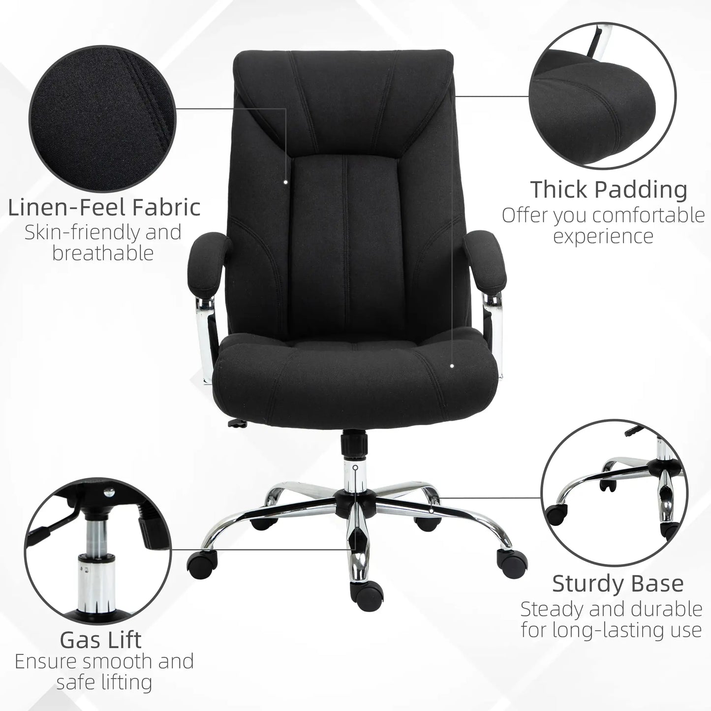 Ergonomic High Back Swivel Office Chair, Adjustable Height, Black Executive & Manager Chairs at Gallery Canada