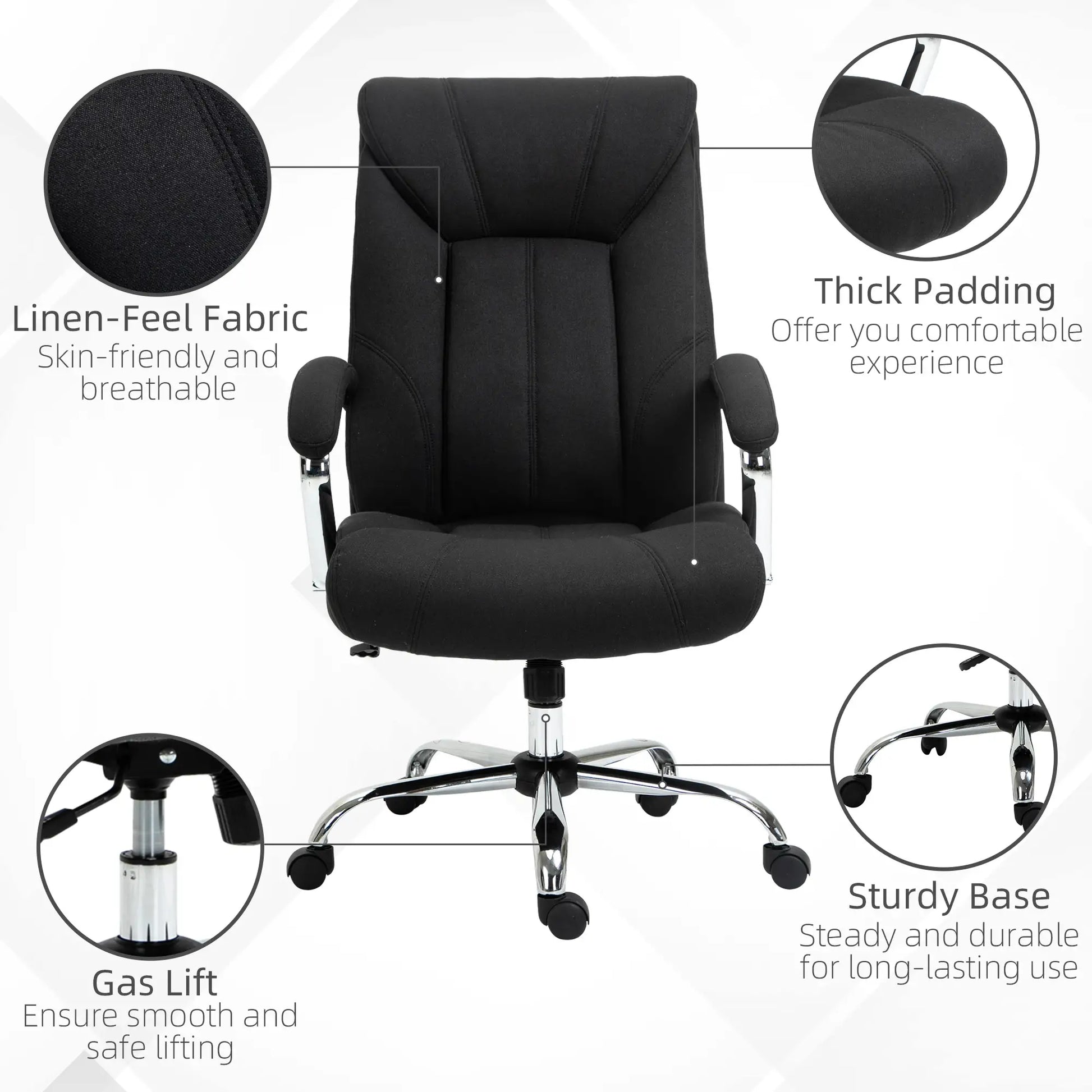Ergonomic High Back Swivel Office Chair, Adjustable Height, Black Executive & Manager Chairs at Gallery Canada