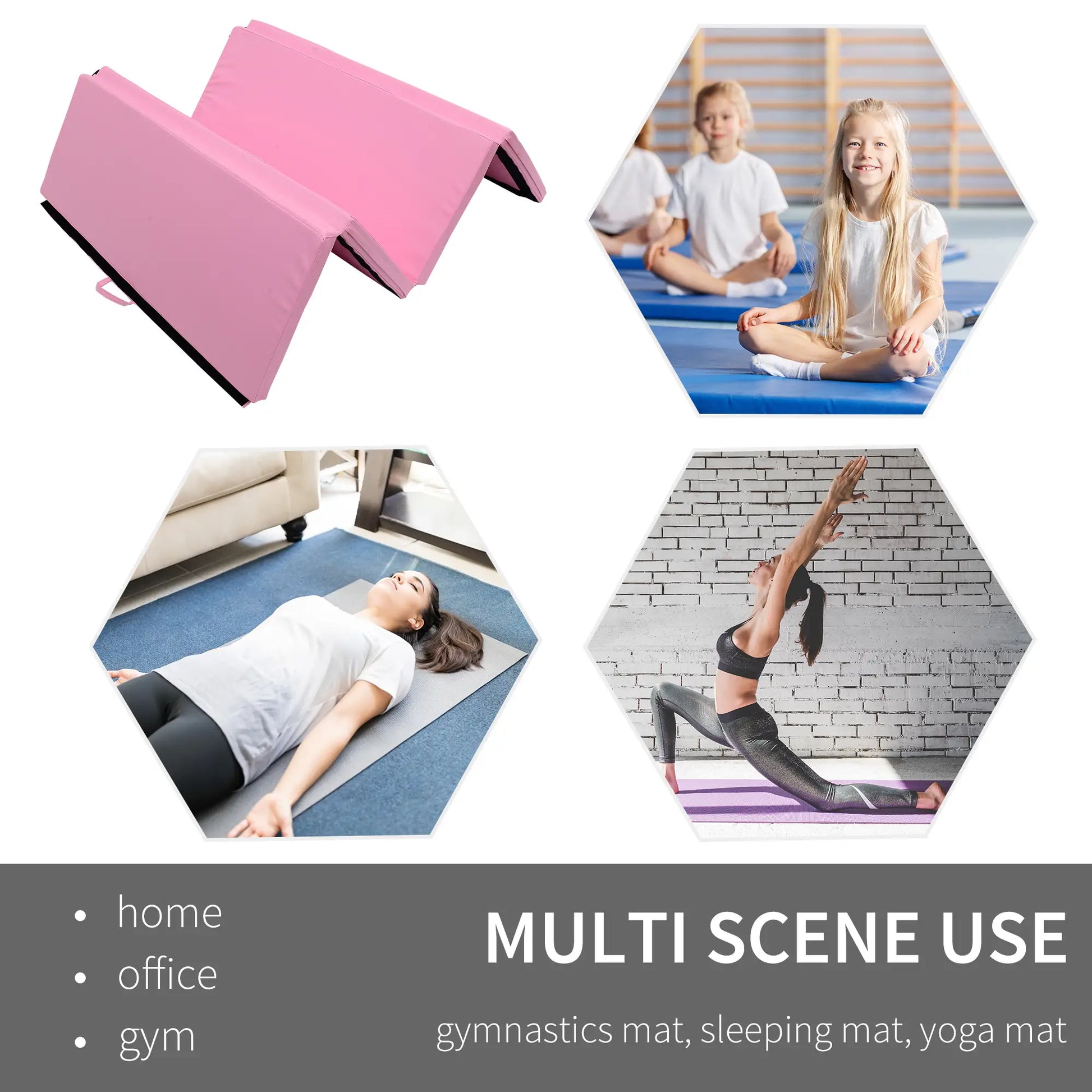 4'x6'x2'' Folding Gymnastics Mat, Exercise Mat for Yoga, MMA, Pink Gymnastics Mats at Gallery Canada