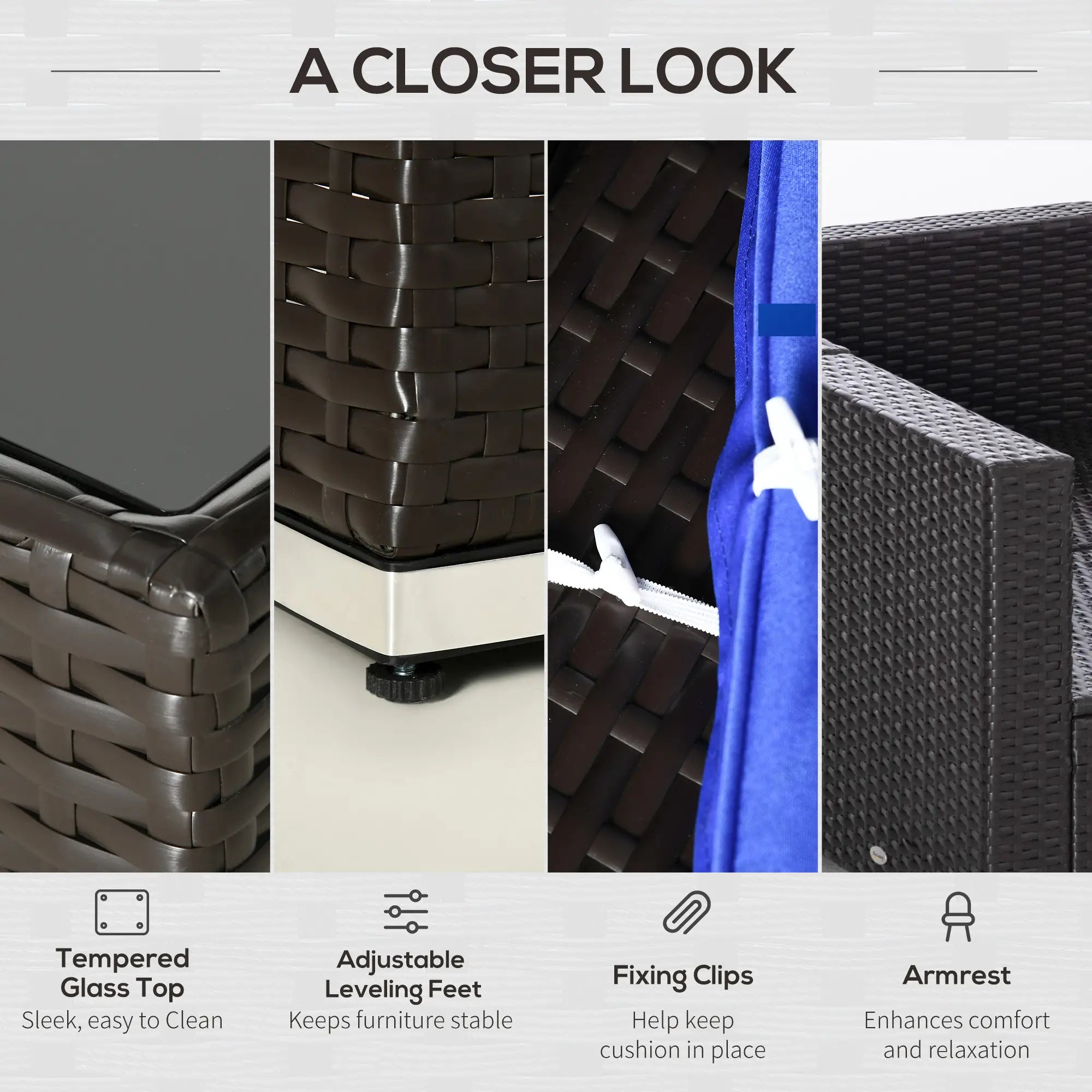 7-Piece Outdoor Rattan Furniture Set, Patio Wicker Sectional Sofa, Blue Patio Furniture Sets at Gallery Canada