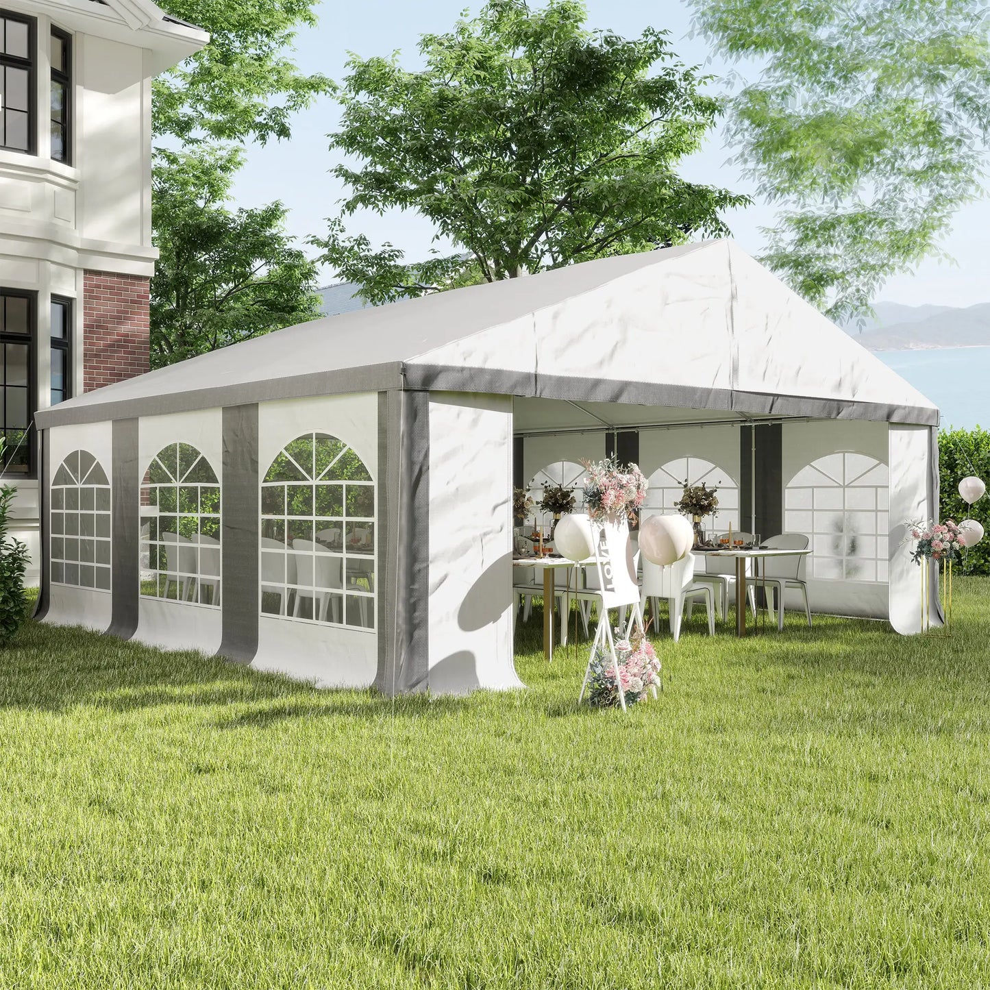 20' x 20' Heavy Duty Wedding Tent, Outdoor Carport Garage, Grey Canopy Tents at Gallery Canada