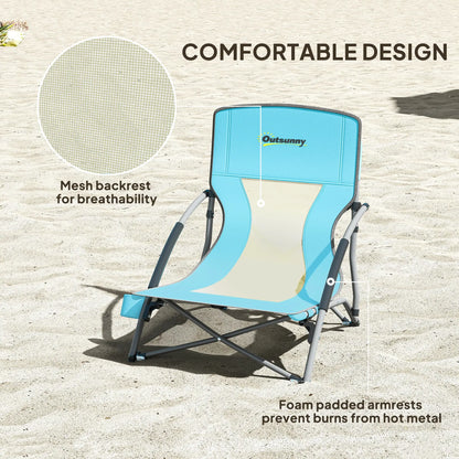 Folding Beach Chairs, Mesh Back, Carry Bag, Cup Holder, 22.8" x 21.7" x 24.4" Picnic Tables & Camping Chairs at Gallery Canada