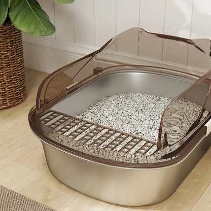 Stainless Steel Cat Litter Box, High Sided, Steps, Scoop, Anti-Leak Cat Litter Box Enclosures at Gallery Canada