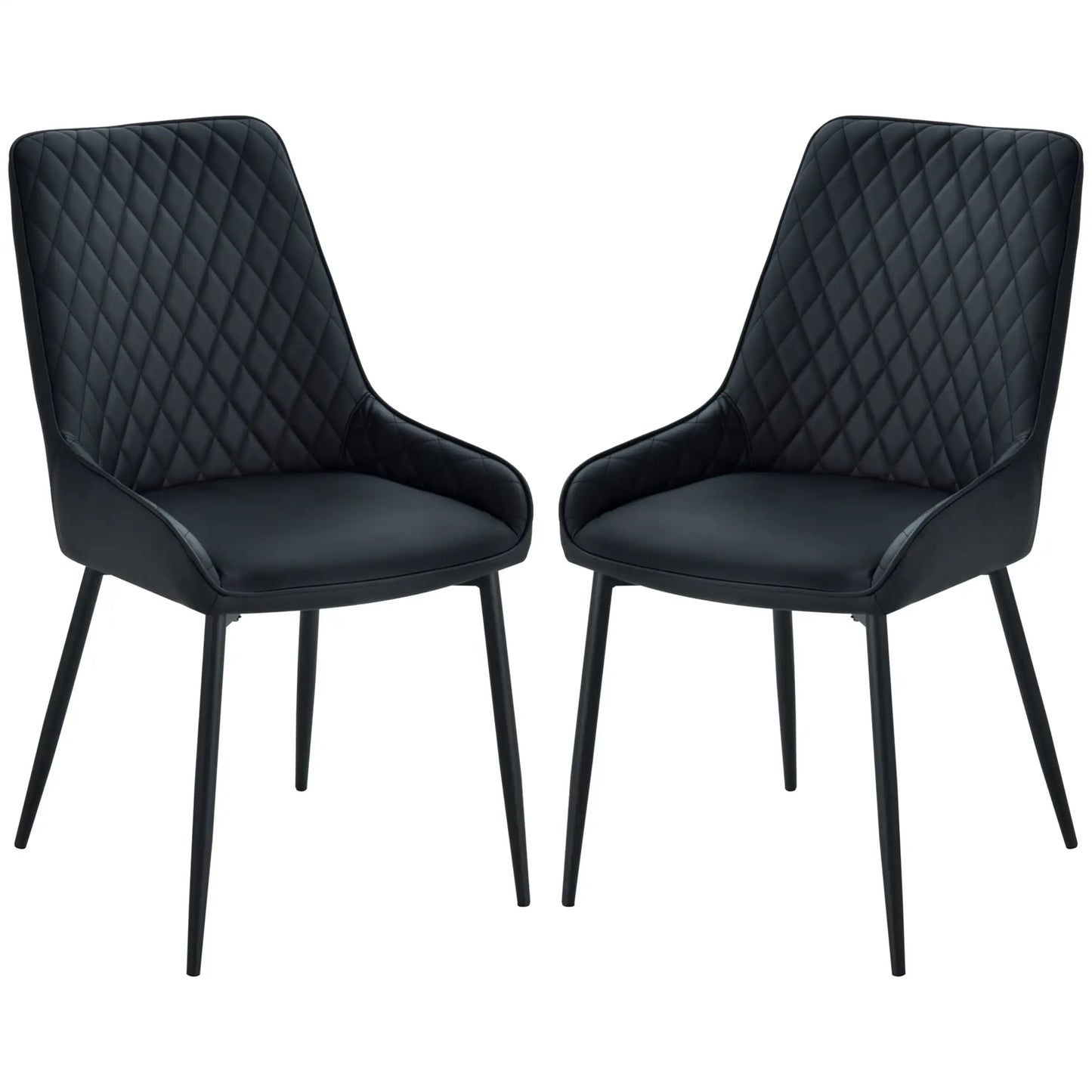 Modern Dining Chairs Set of 2, PU Leather, Metal Legs, Black Bar Stools at Gallery Canada