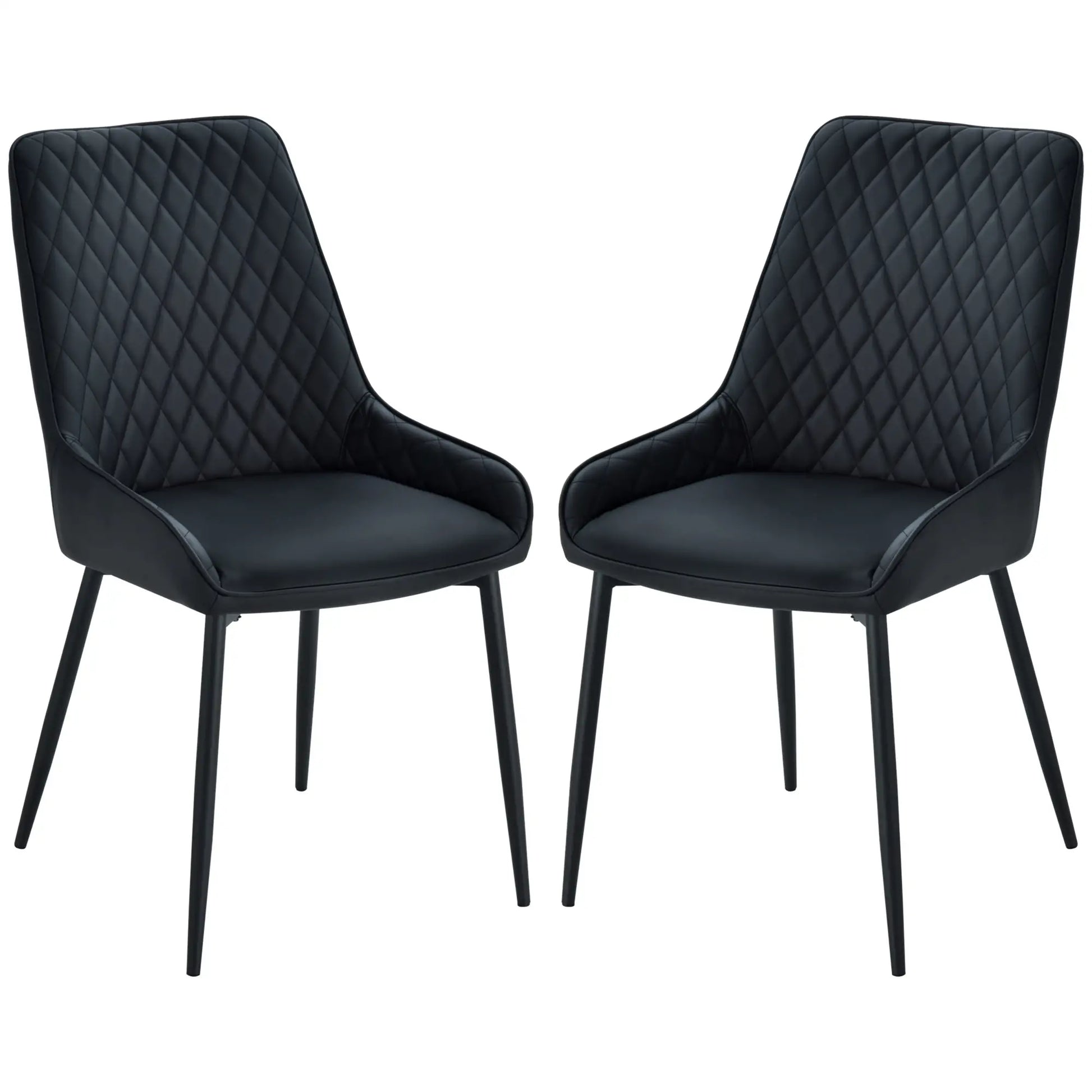 Modern Dining Chairs Set of 2, PU Leather, Metal Legs, Black Bar Stools at Gallery Canada