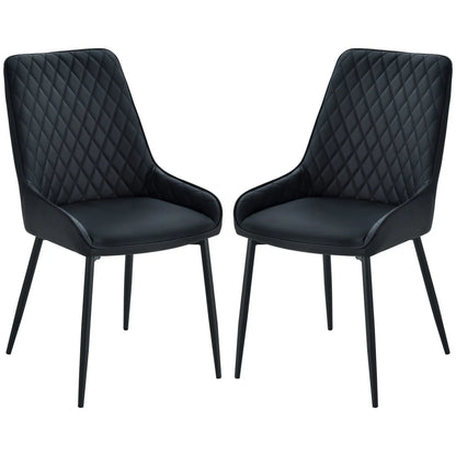 Modern Dining Chairs Set of 2, PU Leather, Metal Legs, Black Bar Stools at Gallery Canada