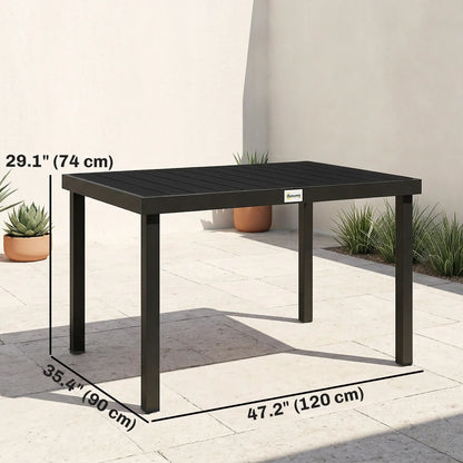 Aluminum Outdoor Dining Table for 6, 47.2" x 35.4" x 29.1", Black Patio Dining Tables at Gallery Canada