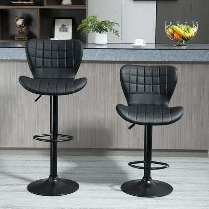Adjustable Swivel Bar Stools, Set of 2, PU Leather, Black Bar Stools at Gallery Canada