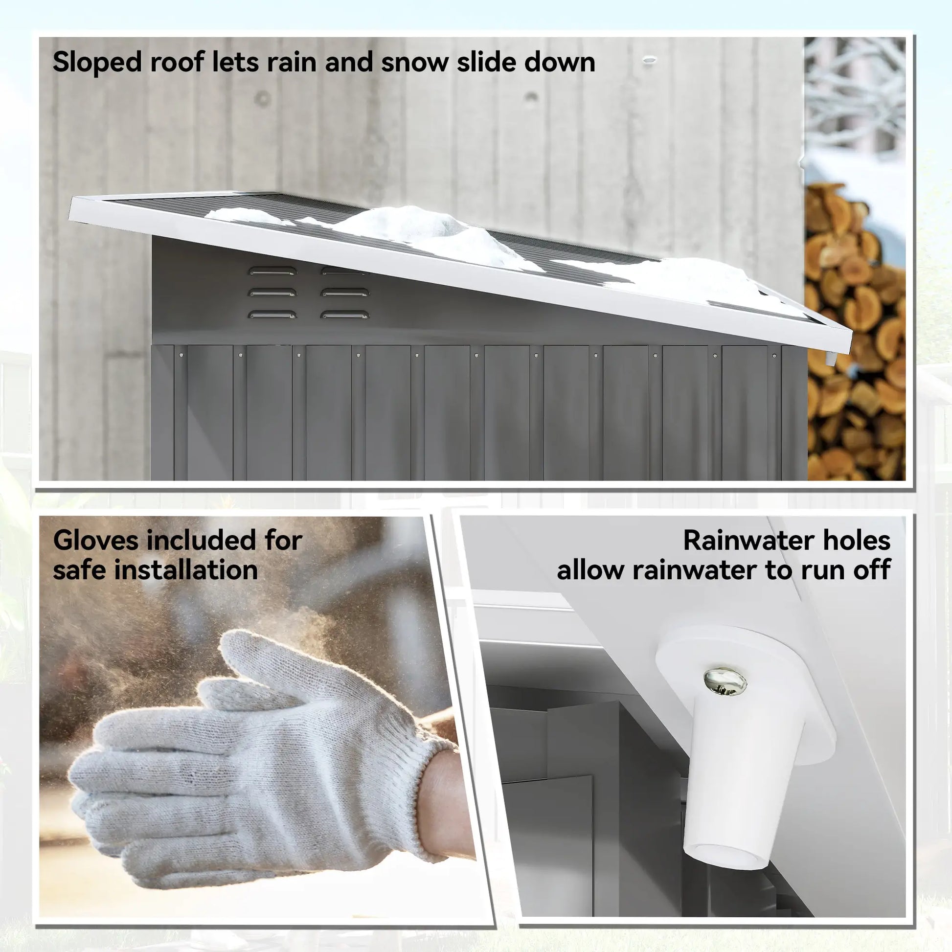 7' x 4' Galvanised Steel Outdoor Storage Shed, Window, Lockable Door, Dark Grey Sheds at Gallery Canada