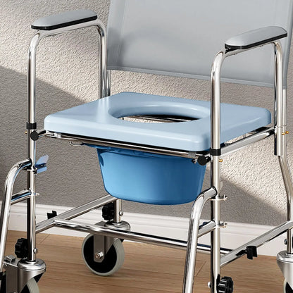 Chaise de douche roulante, chaise percée au chevet du lit, 300 livres, noir
