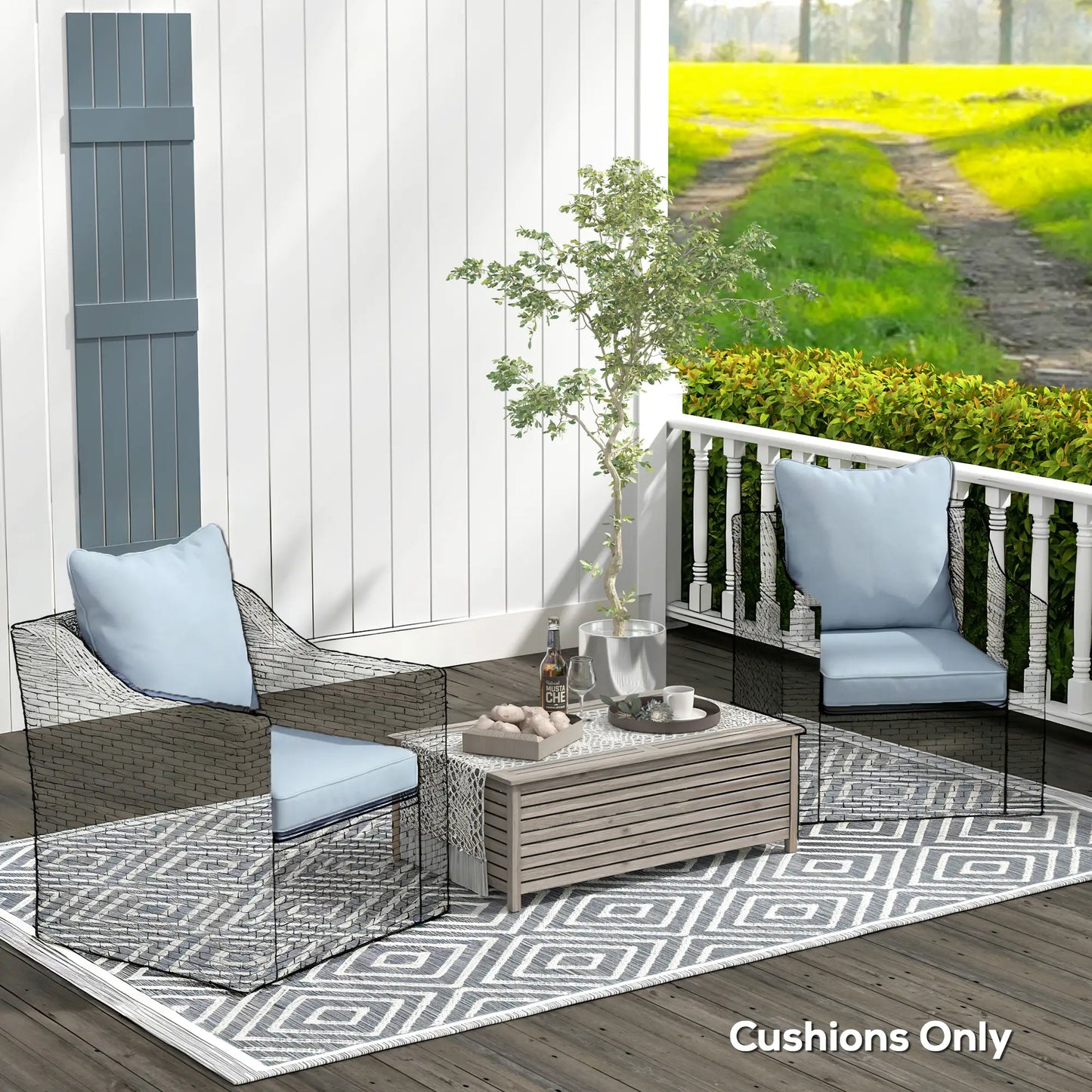 Patio Chair Cushions Set, Replacement Set of 2, Light Blue Patio Chair Cushions at Gallery Canada