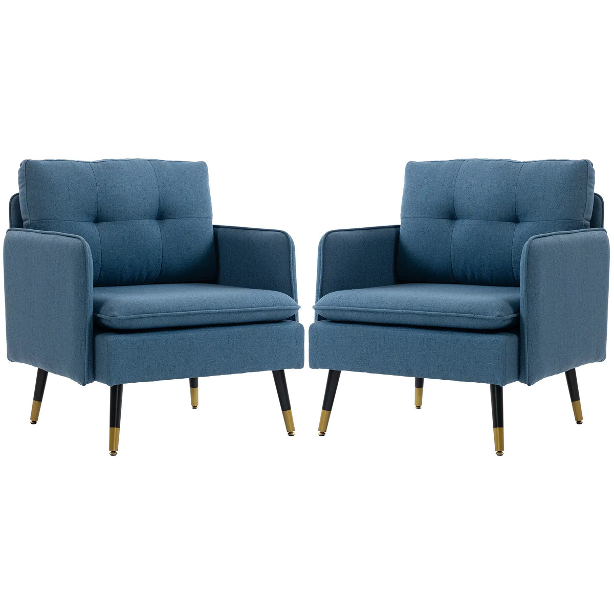 Accent Chairs Set of 2, Upholstered Armchairs with Tufted Back Cushion Accent Chairs Dark Blue at Gallery Canada