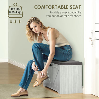 Shoe Storage Bench, Padded Seat, Holds 352 lb, 8 Pairs, Light Grey Shoe Storage Cabinets & Racks at Gallery Canada