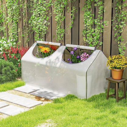 Mini Tunnel Greenhouse, 47" x 24" x 24", Steel Frame PE Cover, White Mini Greenhouses at Gallery Canada