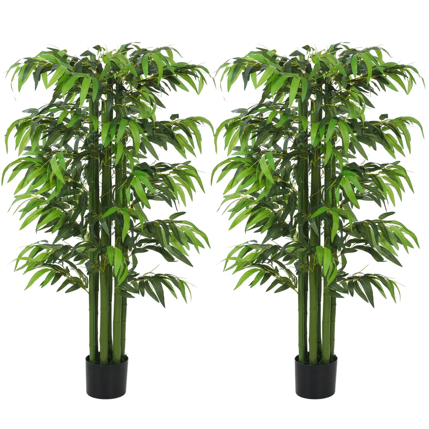 5.3ft Artificial Bamboo Tree Set Of 2, Indoor Fake Plant With Pot Artificial Trees Green at Gallery Canada