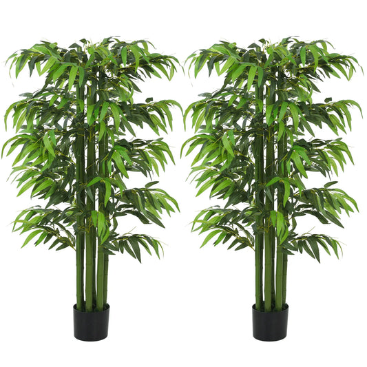 5.3ft Artificial Bamboo Tree Set Of 2, Indoor Fake Plant With Pot Artificial Trees Green at Gallery Canada