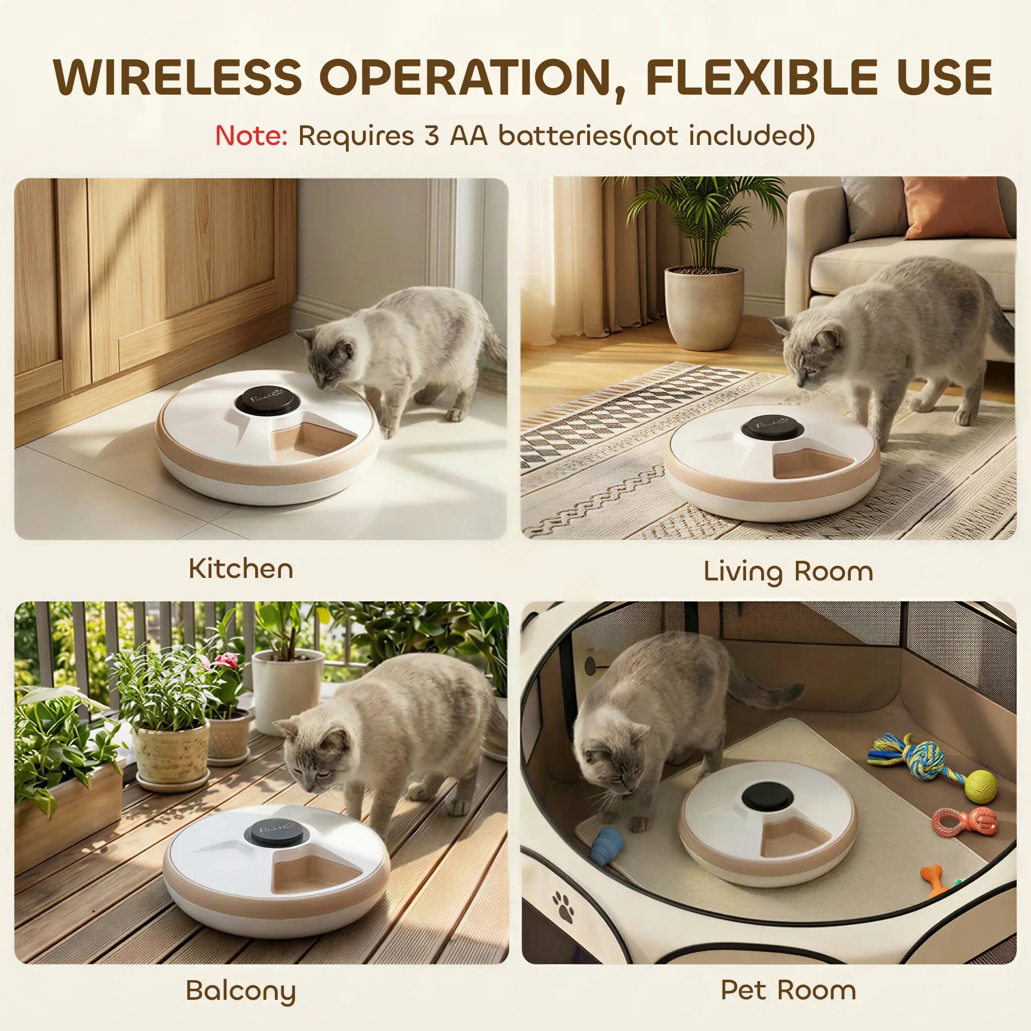 Automatic Cat Feeder, Dry Wet Food, 6 Trays, Battery Powered, Light Brown Dog Bowls at Gallery Canada