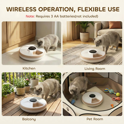 Automatic Cat Feeder, Dry Wet Food, 6 Trays, Battery Powered, Light Brown Dog Bowls at Gallery Canada