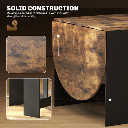 Oval Folding Dining Table, Drop Leaf Kitchen Table, Rustic Brown, Brown Dining Tables at Gallery Canada