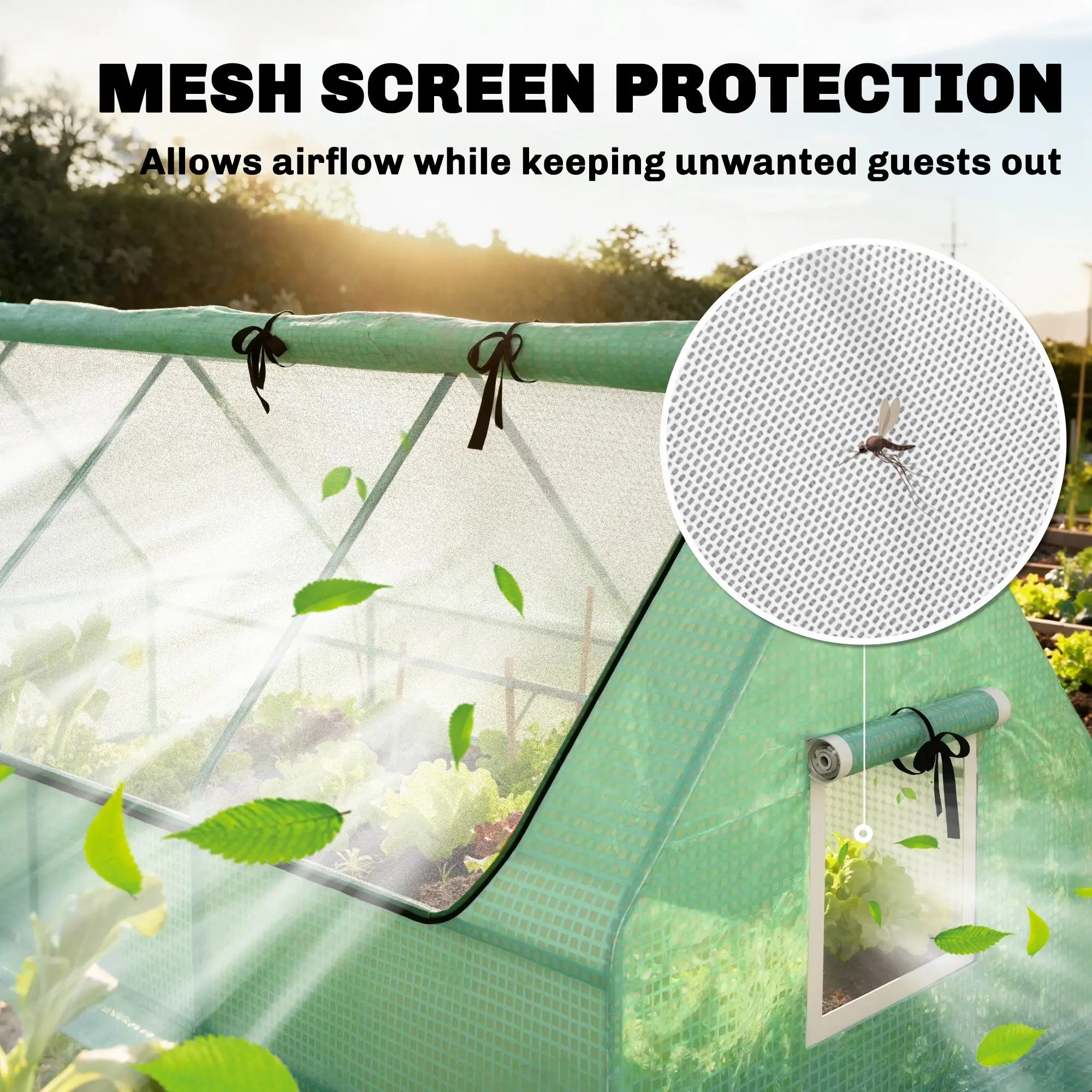 Portable Mini Greenhouse, Mesh Windows, 94.5