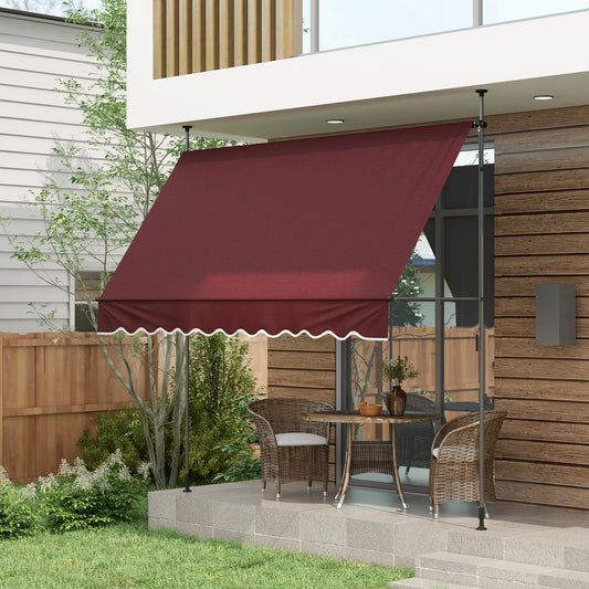 10' x 3' Manual Retractable Awning, Freestanding, UV Resistant, Wine Red Window Awnings Wine Red at Gallery Canada