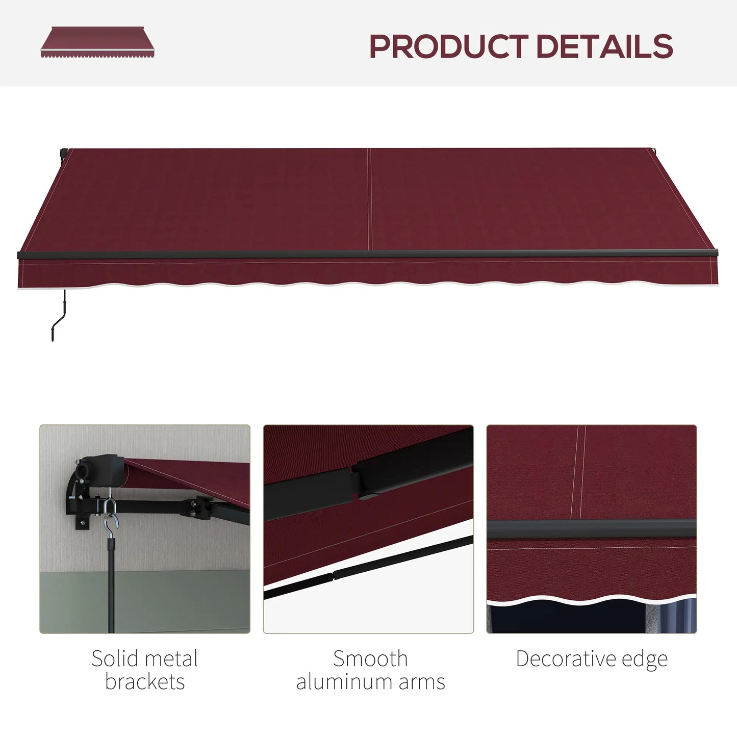 15' x 10' Retractable Awning, UV Resistant Sunshade, Wine Red Window Awnings at Gallery Canada