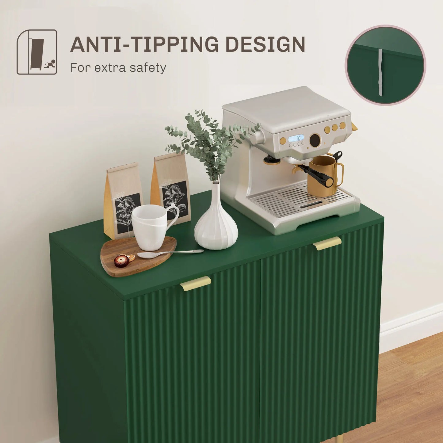 Modern Kitchen Cabinet, Adjustable Shelves, Metal Legs, Green Bar Cabinets at Gallery Canada