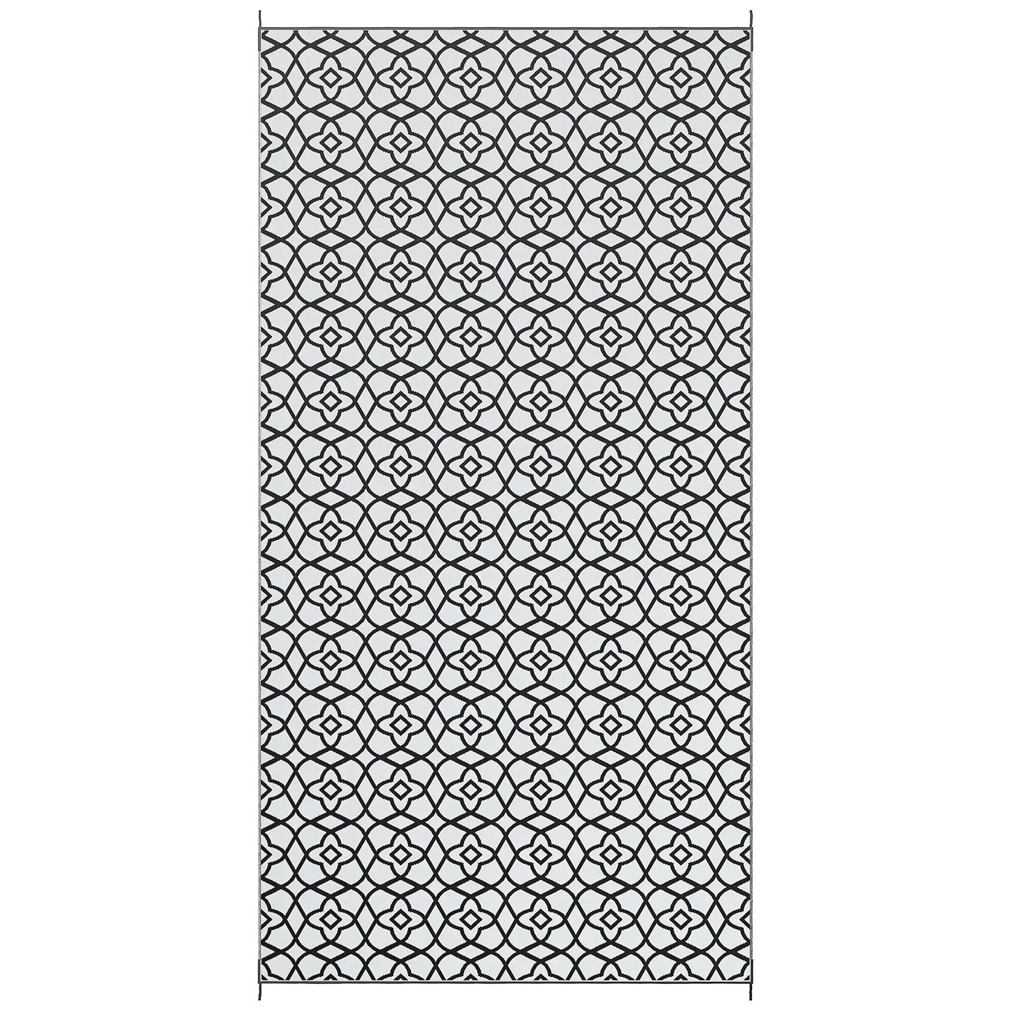 Reversible Outdoor Rug, Waterproof, 9' x 18', Clover, Black and White Outdoor Reversible Rugs Options at Gallery Canada